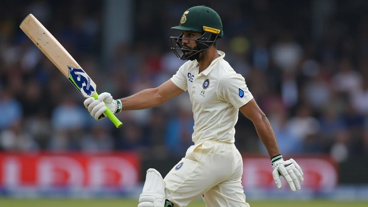 Indian captain mid-stride during a Test match under pressure, rallying the side after a low first-innings collapse, used to illustrate the energy Rahane brought to the 2020-21 Border-Gavaskar Trophy captaincy