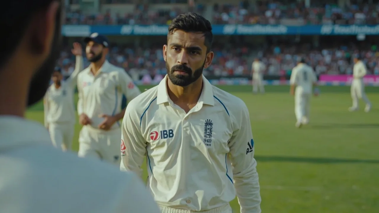 Indian fielding unit set in a tactical cordon during an away Test under floodlights, used to illustrate the captaincy energy Rahane brought to the 2020-21 Border-Gavaskar Trophy