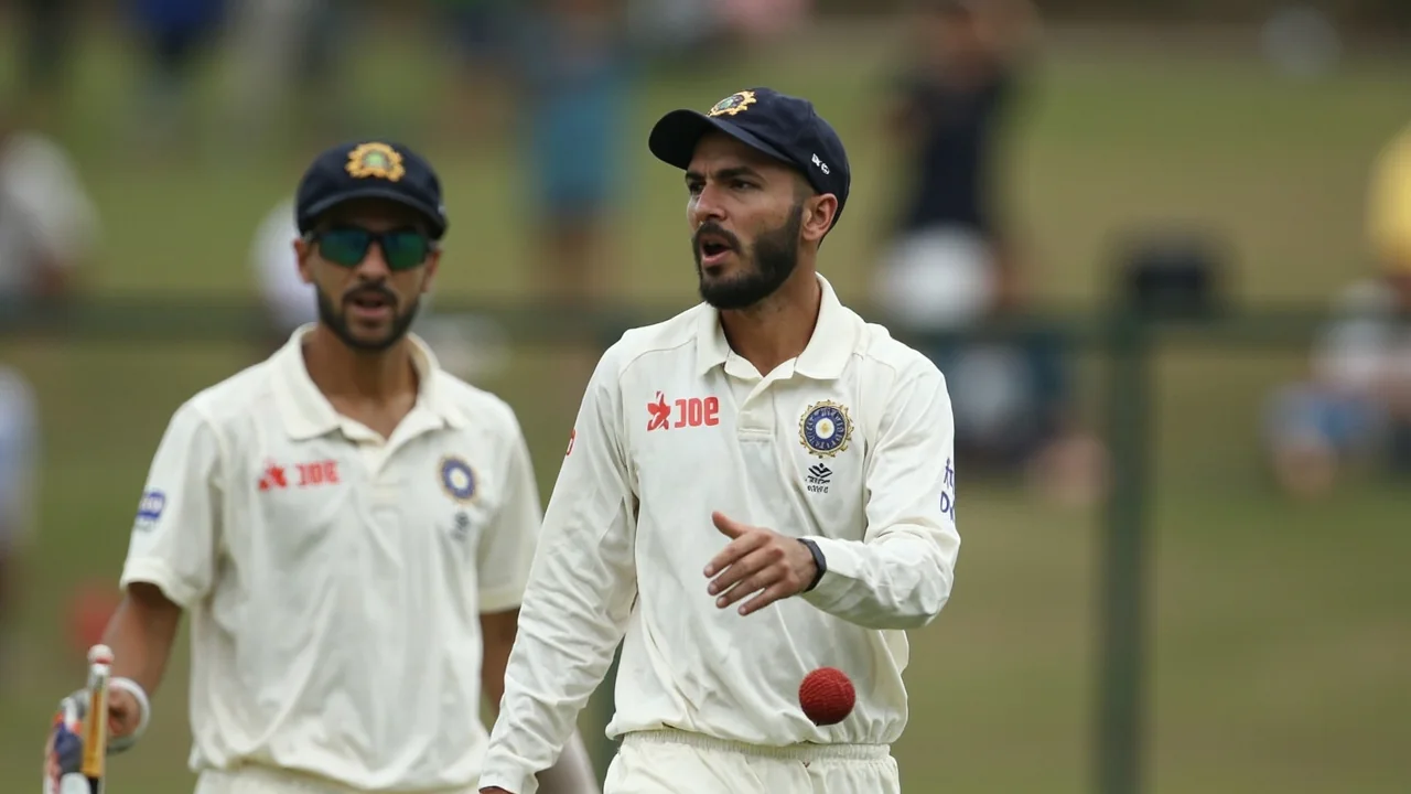 Close field set on a dry, turning subcontinental pitch with a slip, gully and short leg in position during a Test match in Sri Lanka
