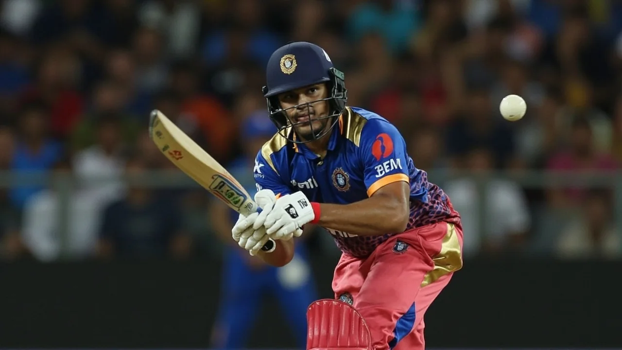 Tight sideline frame of a batsman in a follow-through after a short-arm jab, fielder in the deep turning to chase